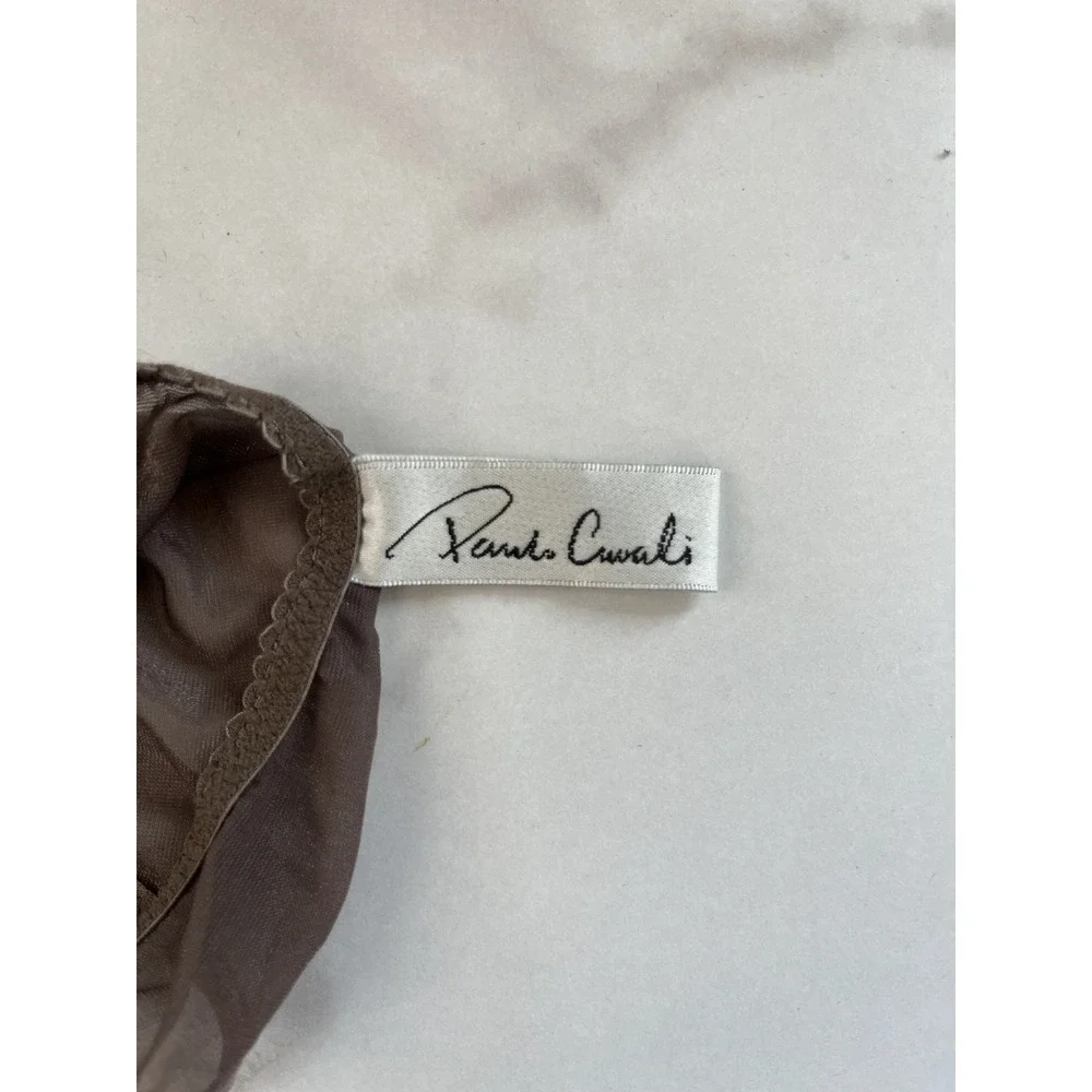 Vintage Paula Cavali Brown Glossy Satin Garter Belt Suspenders UK 10-12 US Large